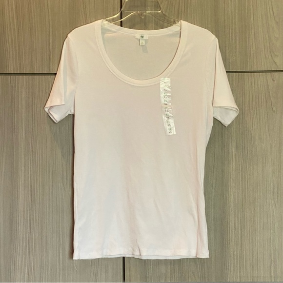 New White Scoop Neck Ribbed Tee T-shirt XL - Picture 1 of 5